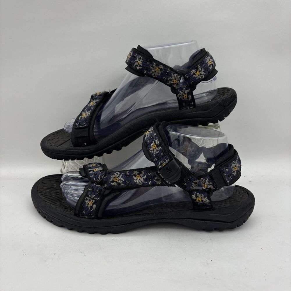 Teva Hurricane 4 Sport Sandals Women Size 9 Japanese Flower Navy Blue Black